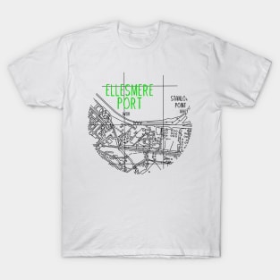 Ellesmere Port Map (Green & White) T-Shirt